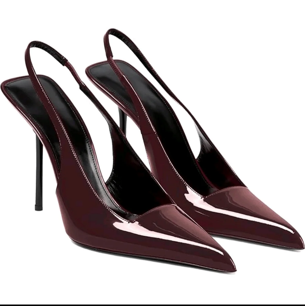 NWT Mucccute Faux Patent Leather Pointed Toe Slingback Stiletto Pump,10.5,…